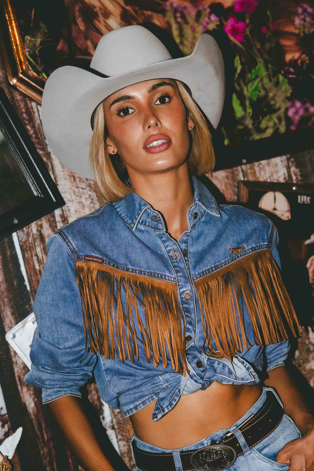 Ringers Western Idaho Womens Faux Suede Fringe Shirt