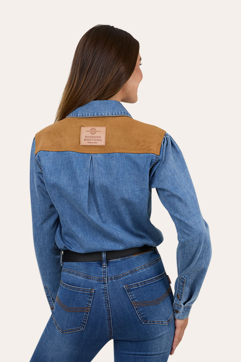 Ringers Western Sheridan Womens Faux Suede Trim Shirt