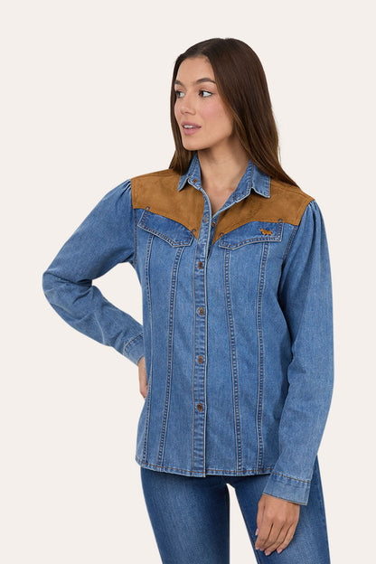 Ringers Western Sheridan Womens Faux Suede Trim Shirt