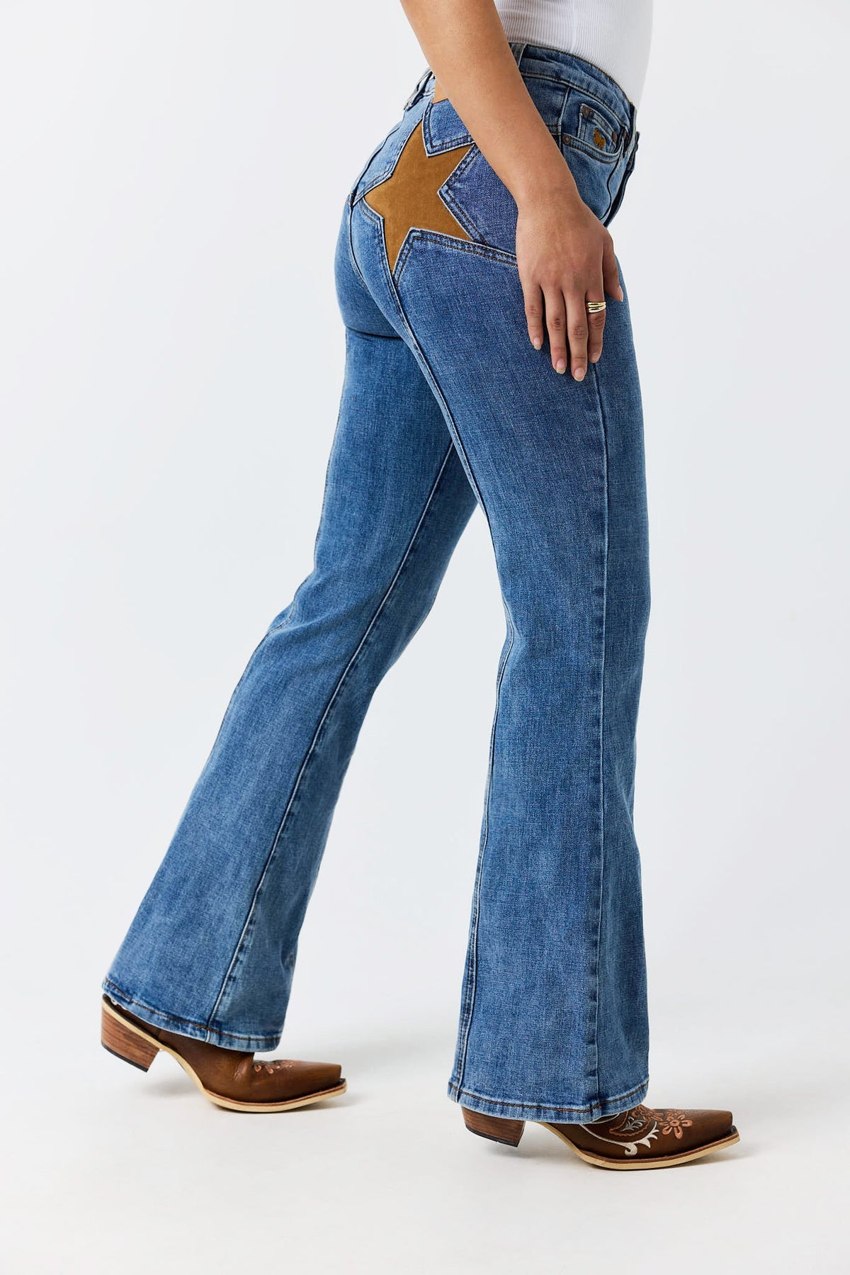 Ringers Western Penny Starstruck Womens High Rise Bootleg Jean