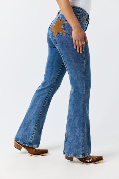 Ringers Western Penny Starstruck Womens High Rise Bootleg Jean