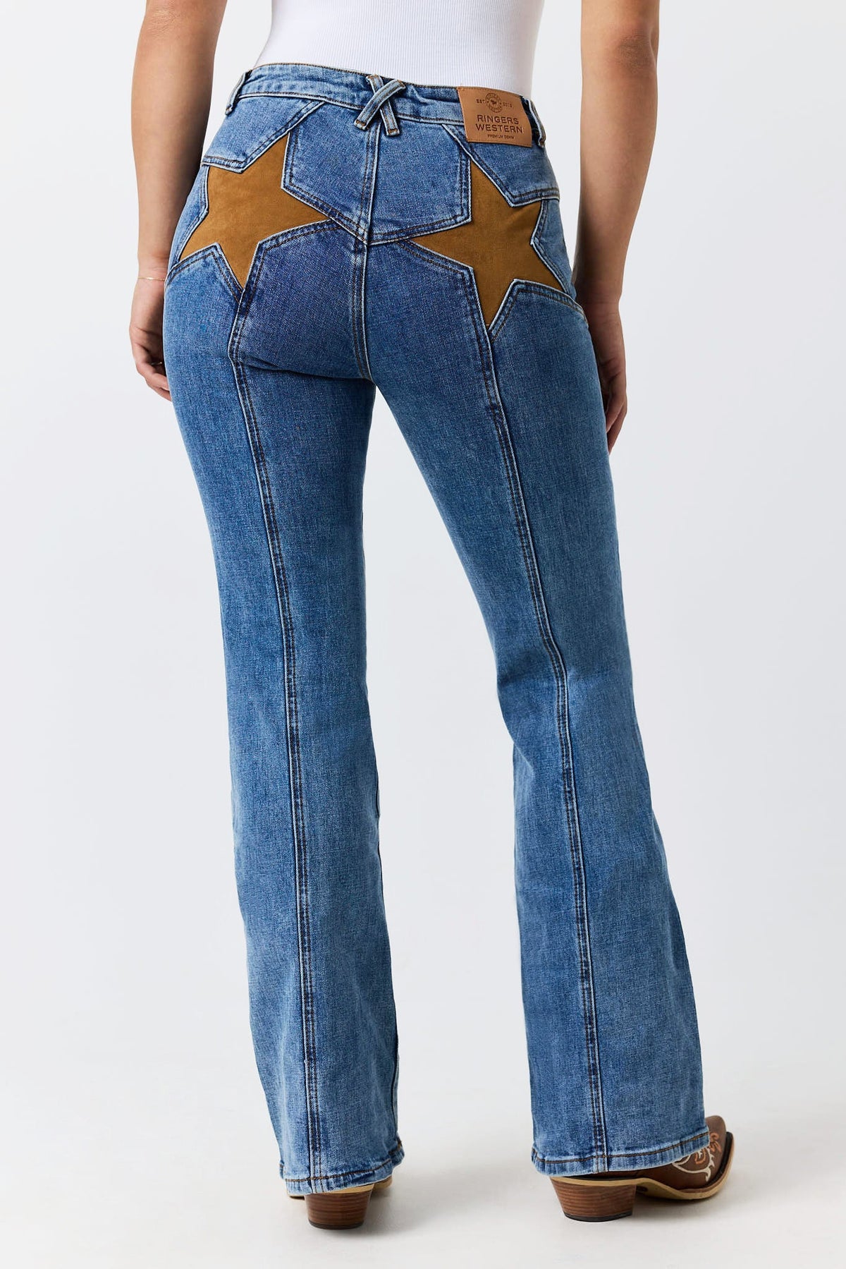 Ringers Western Penny Starstruck Womens High Rise Bootleg Jean
