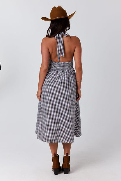 Ringers Western Charmayne Womens Gingham Halter Neck Midi Dress