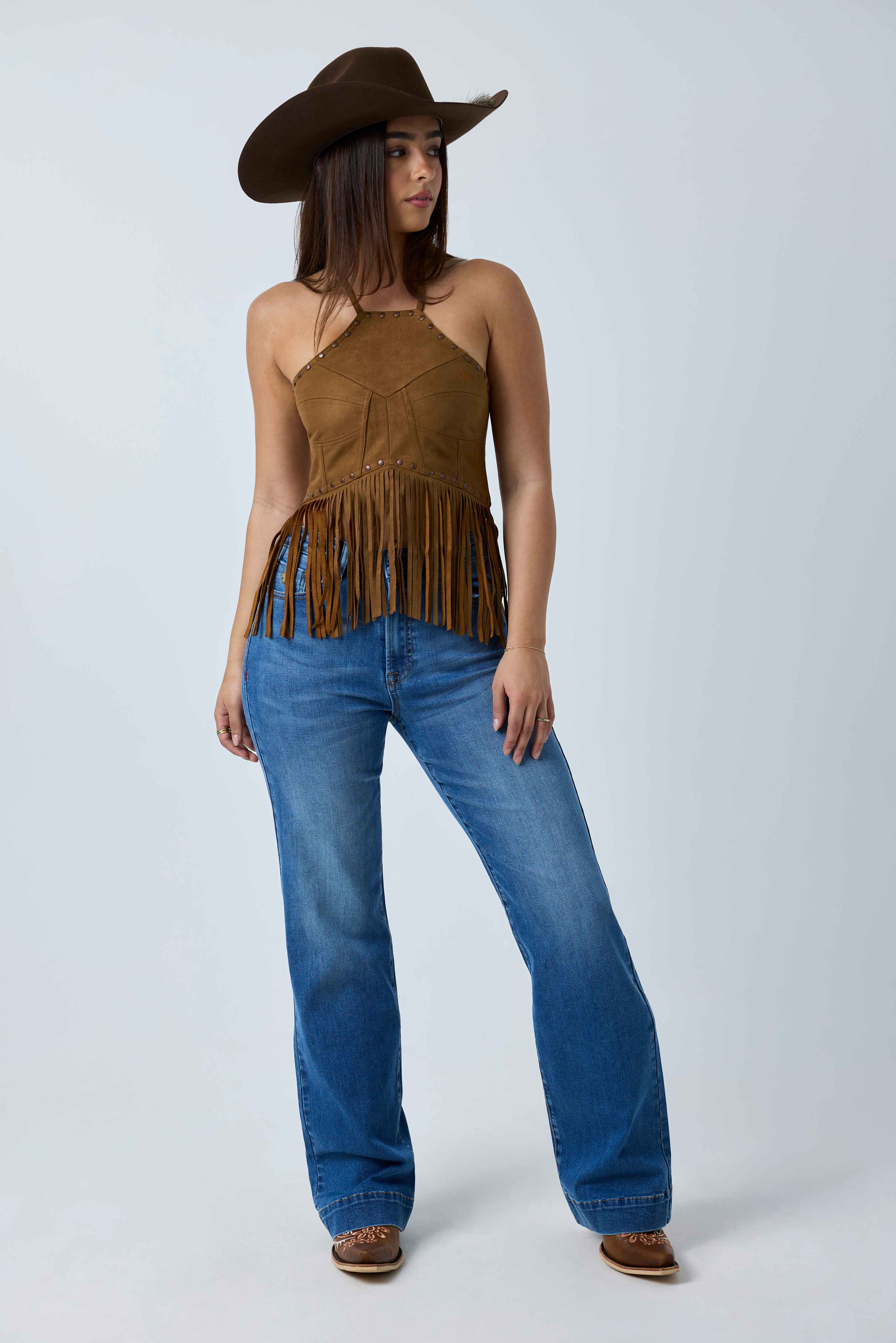 Ringers Western Willow Womens Faux Suede Halter Top