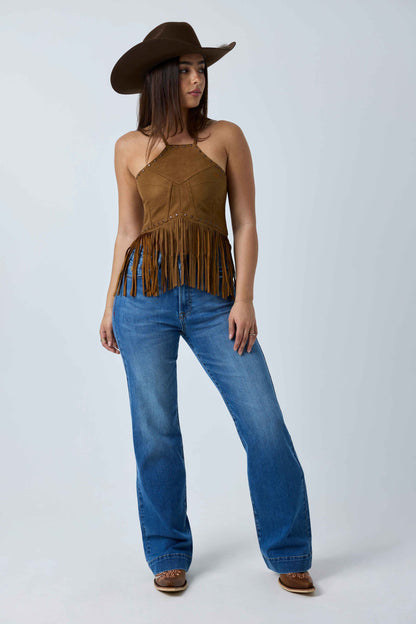 Ringers Western Willow Womens Faux Suede Halter Top