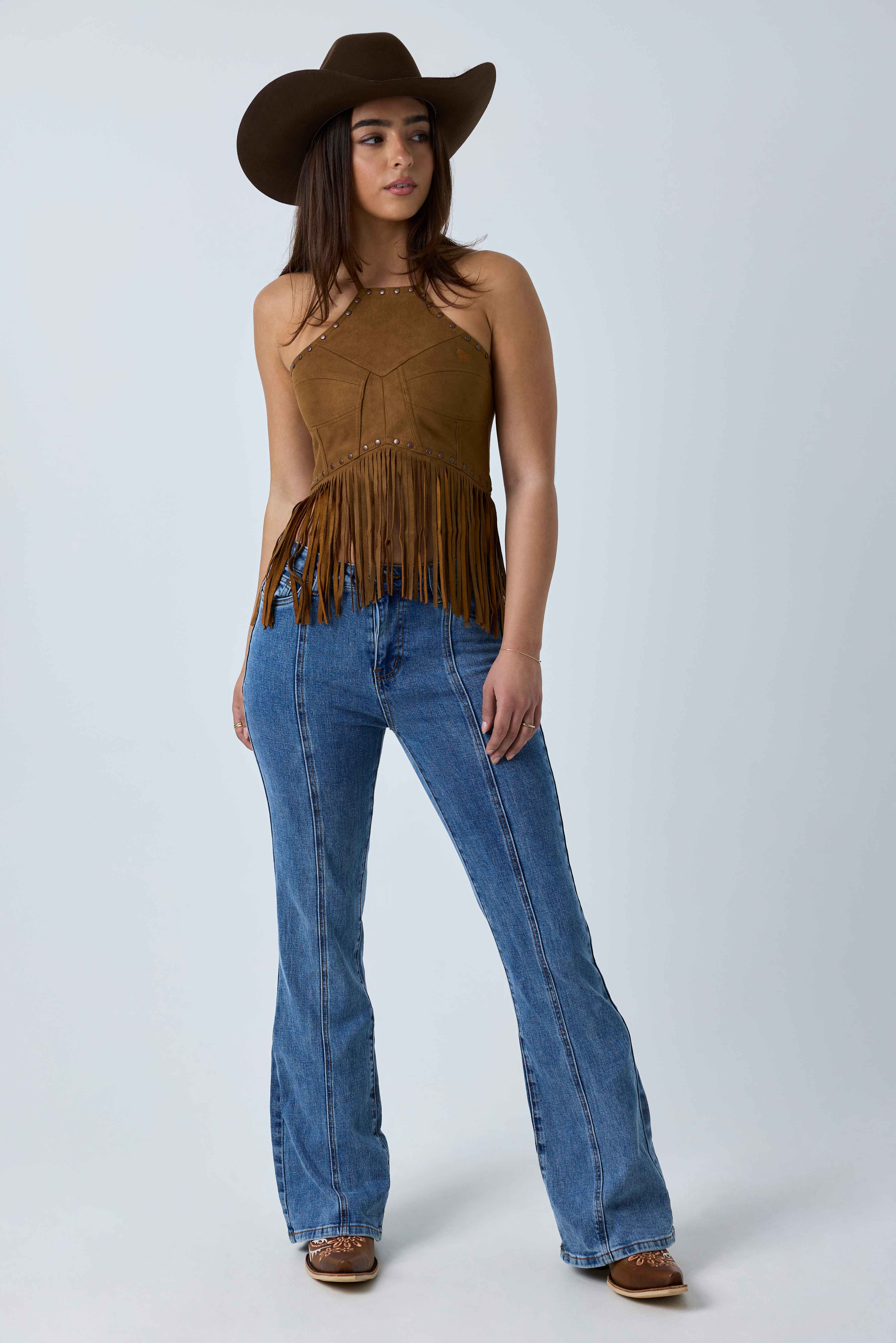 Ringers Western Willow Womens Faux Suede Halter Top