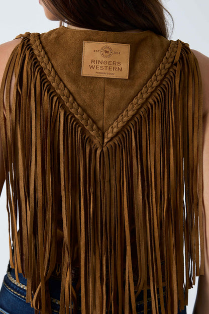 Ringers Western Wanderlust Womens Faux Suede Fringe Vest