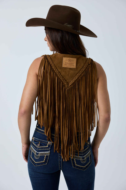 Ringers Western Wanderlust Womens Faux Suede Fringe Vest