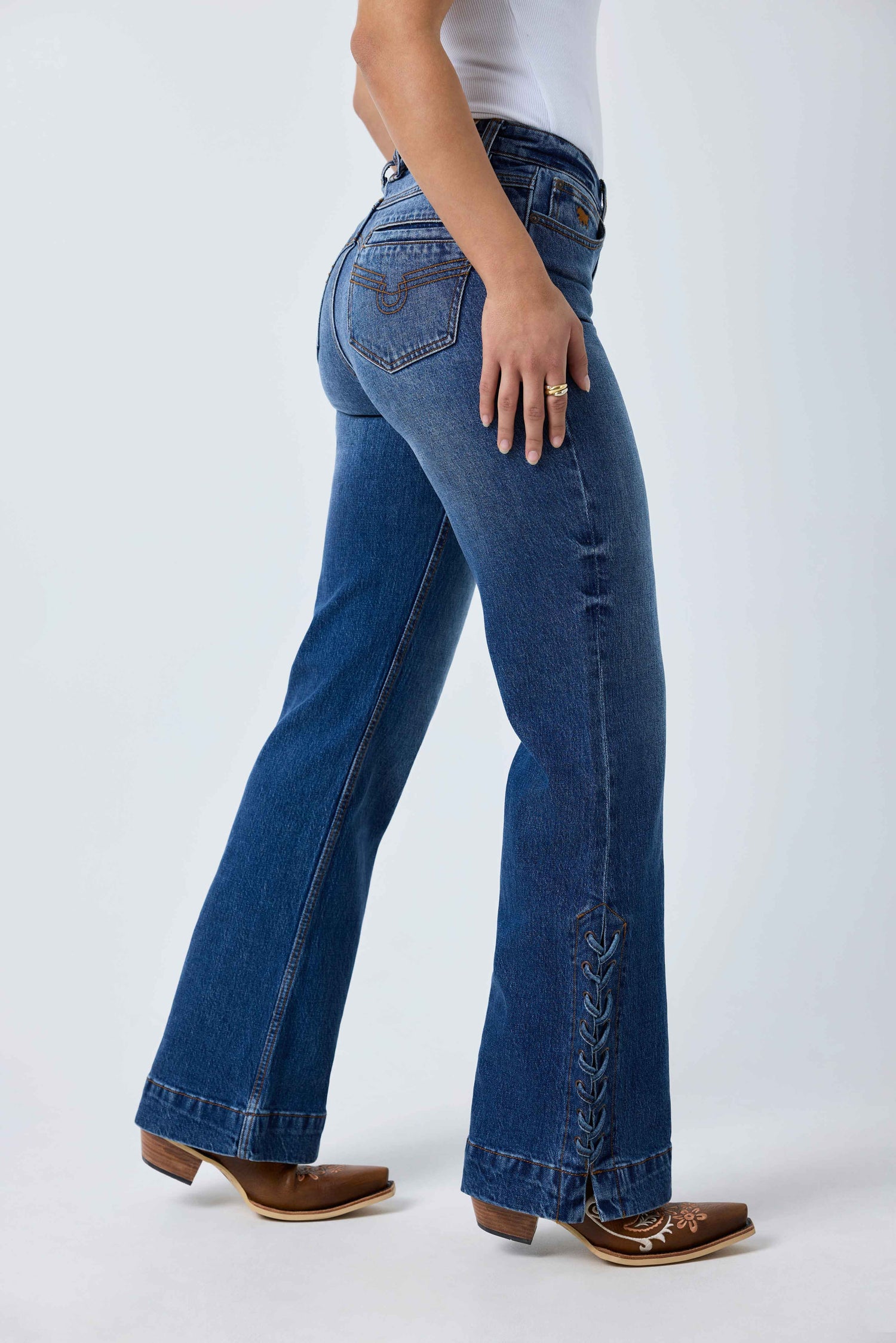 Ringers Western Elly Womens High Rise Wide Bootleg Jean
