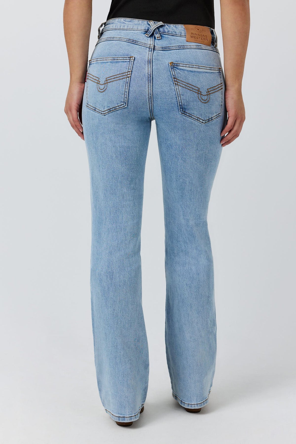 Ringers Western Rodeo Rose Womens Lace Front Mid Rise Bootleg Jean