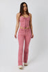 Ringers Western Rodeo Rose Womens Lace Front Mid Rise Bootleg Jean - Washed Pink