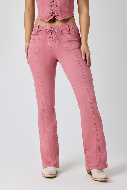 Ringers Western Rodeo Rose Womens Lace Front Mid Rise Bootleg Jean