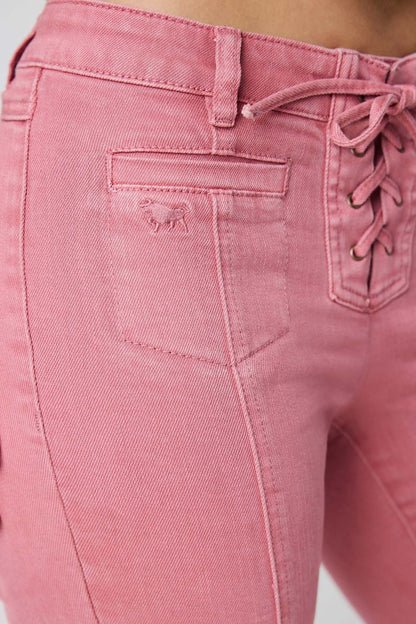Ringers Western Rodeo Rose Womens Lace Front Mid Rise Bootleg Jean