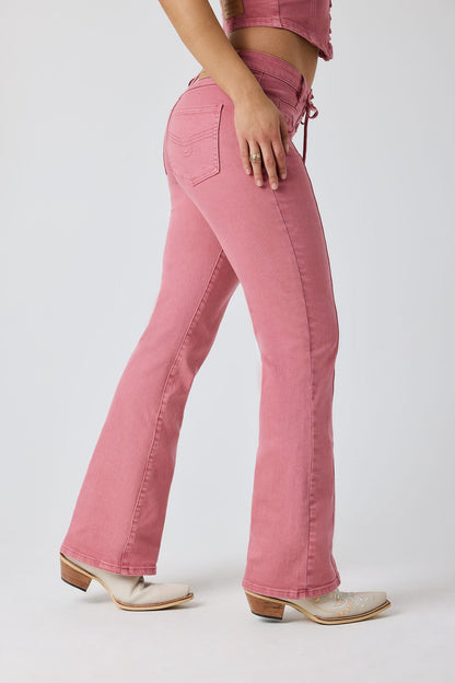 Ringers Western Rodeo Rose Womens Lace Front Mid Rise Bootleg Jean