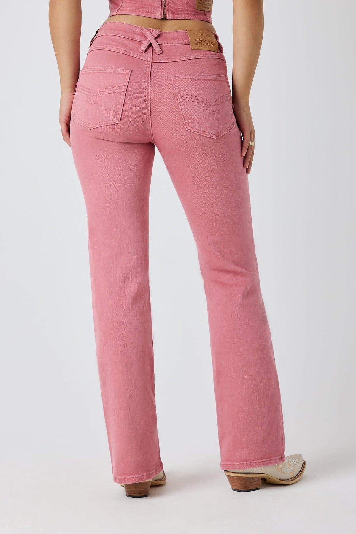 Ringers Western Rodeo Rose Womens Lace Front Mid Rise Bootleg Jean
