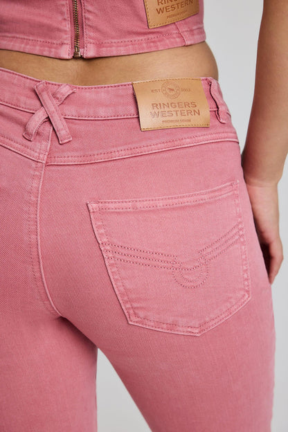 Ringers Western Rodeo Rose Womens Lace Front Mid Rise Bootleg Jean