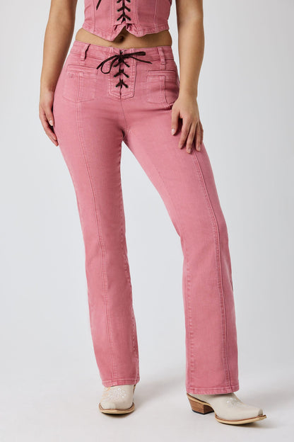 Ringers Western Rodeo Rose Womens Lace Front Mid Rise Bootleg Jean