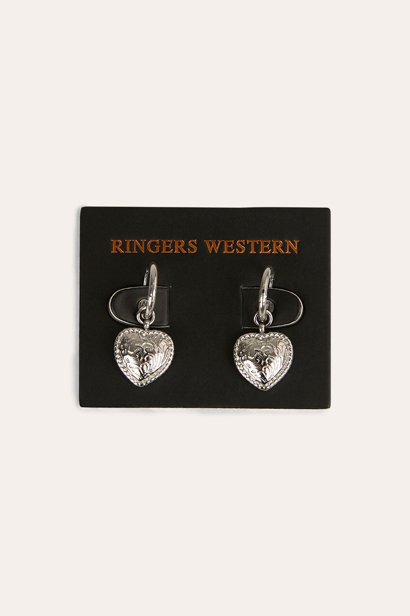 Ringers Western Sweet Heart Huggie Earrings - Silver