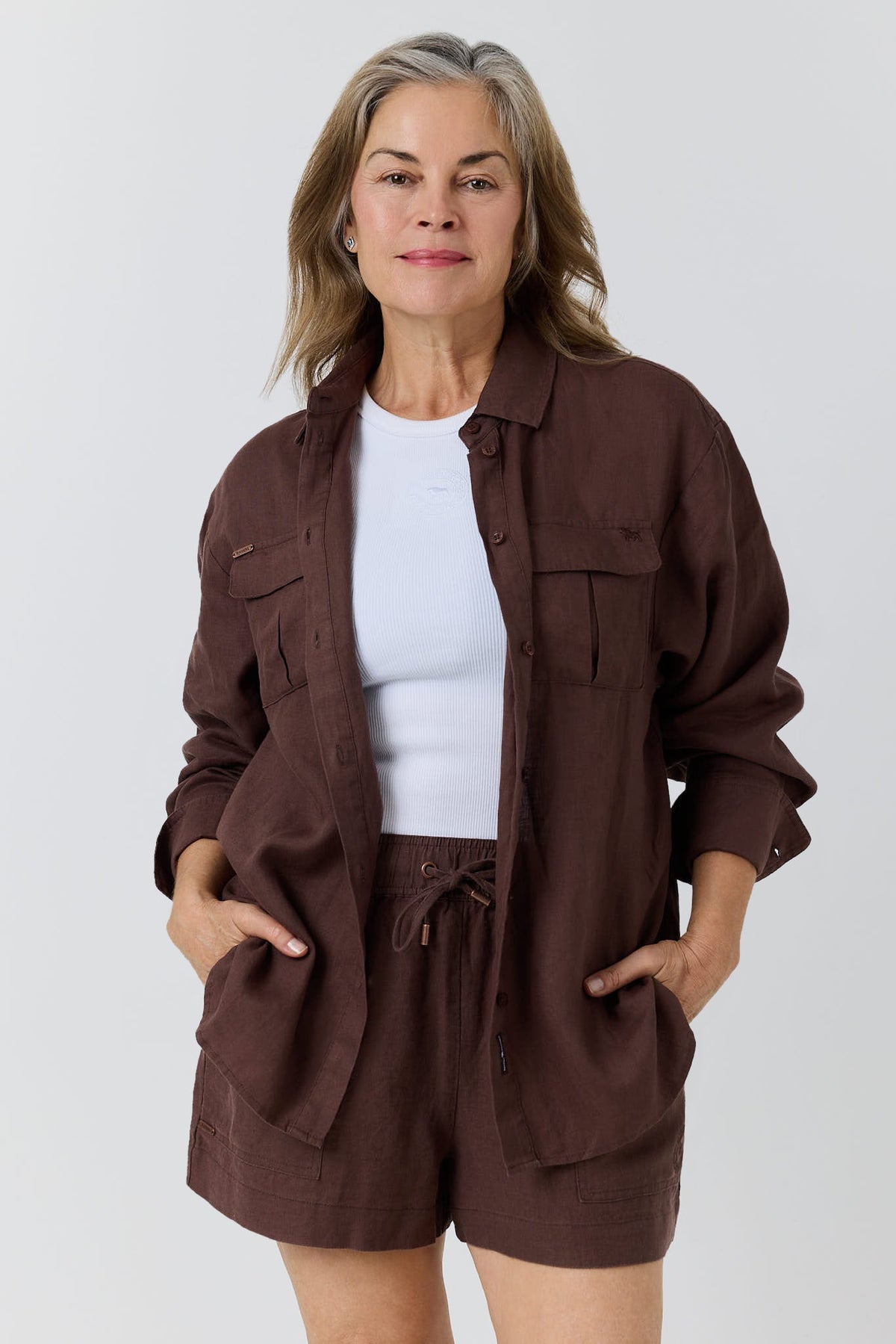 Ringers Western Kinsley Womens Linen Drawstring Short - Chocolate