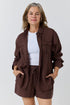 Ringers Western Kinsley Womens Linen Drawstring Short - Chocolate