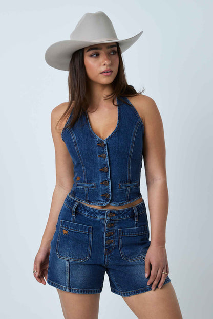 Ringers Western Annabelle Womens Button Front Halter Vest