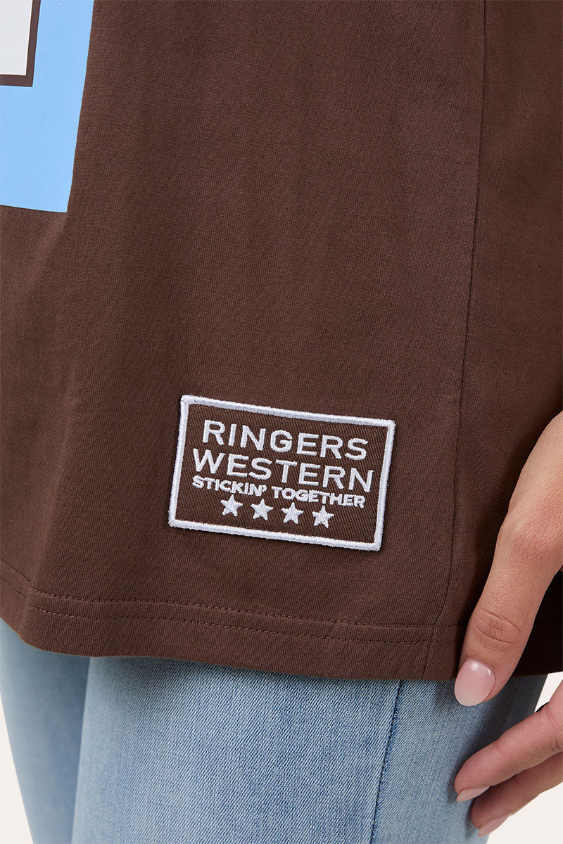 Ringers Western Rodeo Cowboy Athletic Oversized Tee