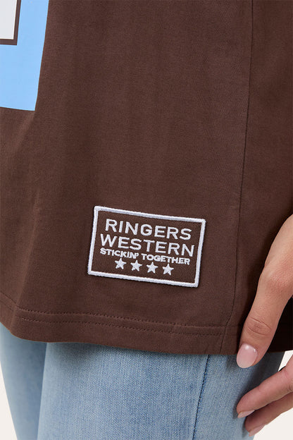 Ringers Western Rodeo Cowboy Athletic Oversized Tee