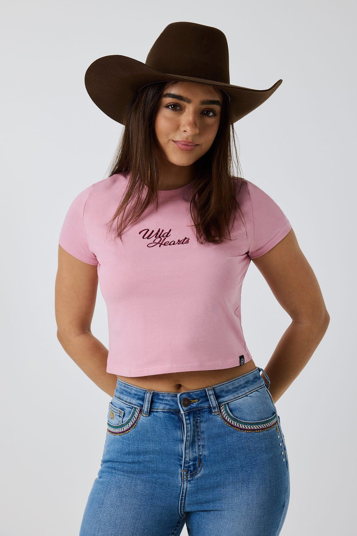 Ringers Western Wild Heart Womens Baby T-Shirt - Dusty Pink