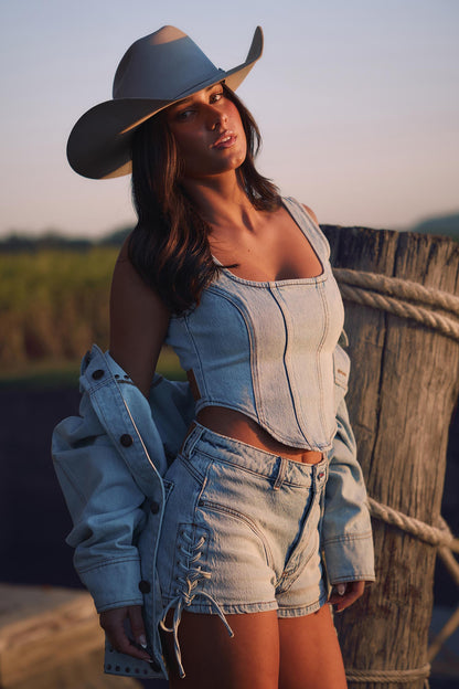 Ringers Western Minxy Womens Denim Corset Top