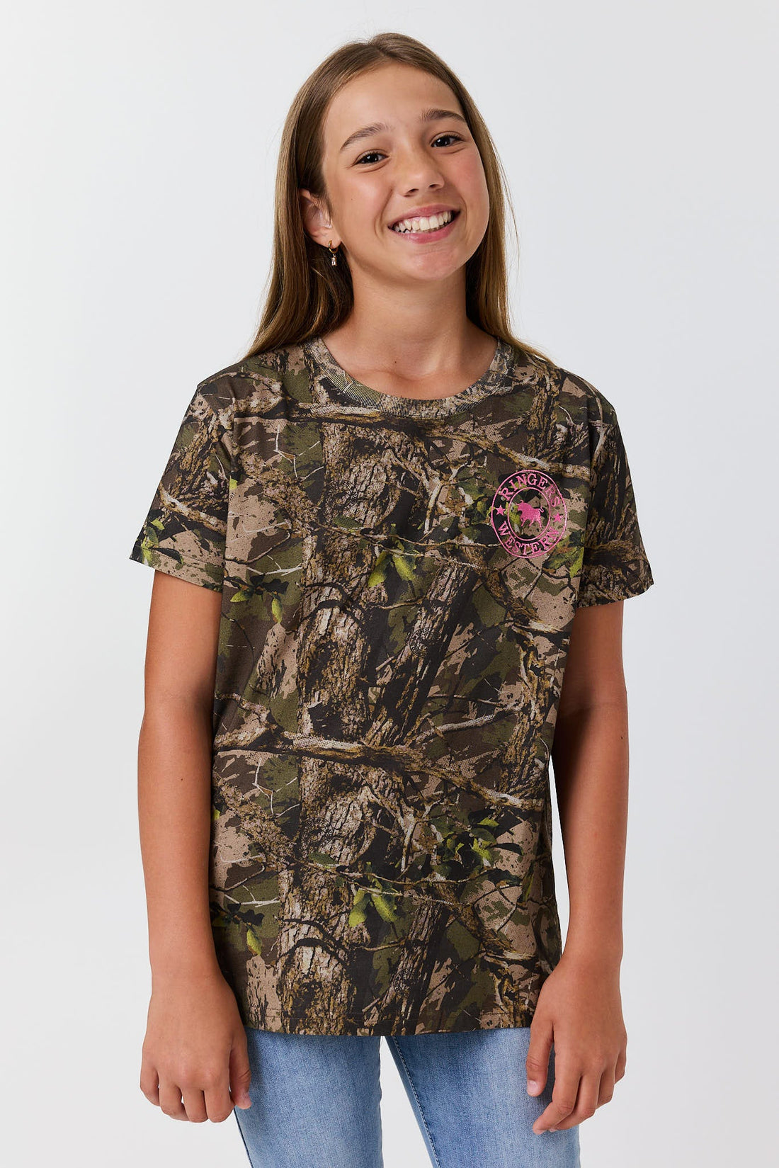 Ringers Western Find Me Youth Girls Camo T-Shirt