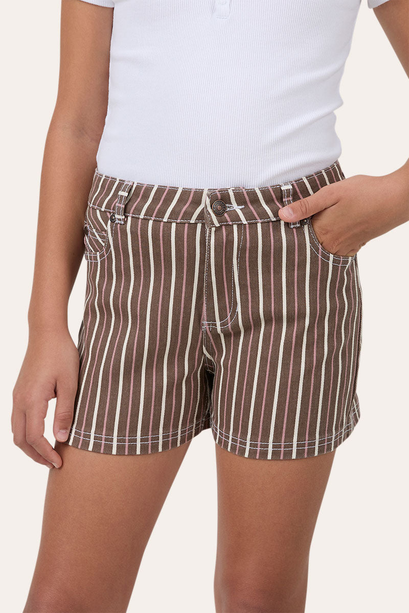 Ringers Western Tenika Stripe Youth Girls Denim Short - Country Stripe