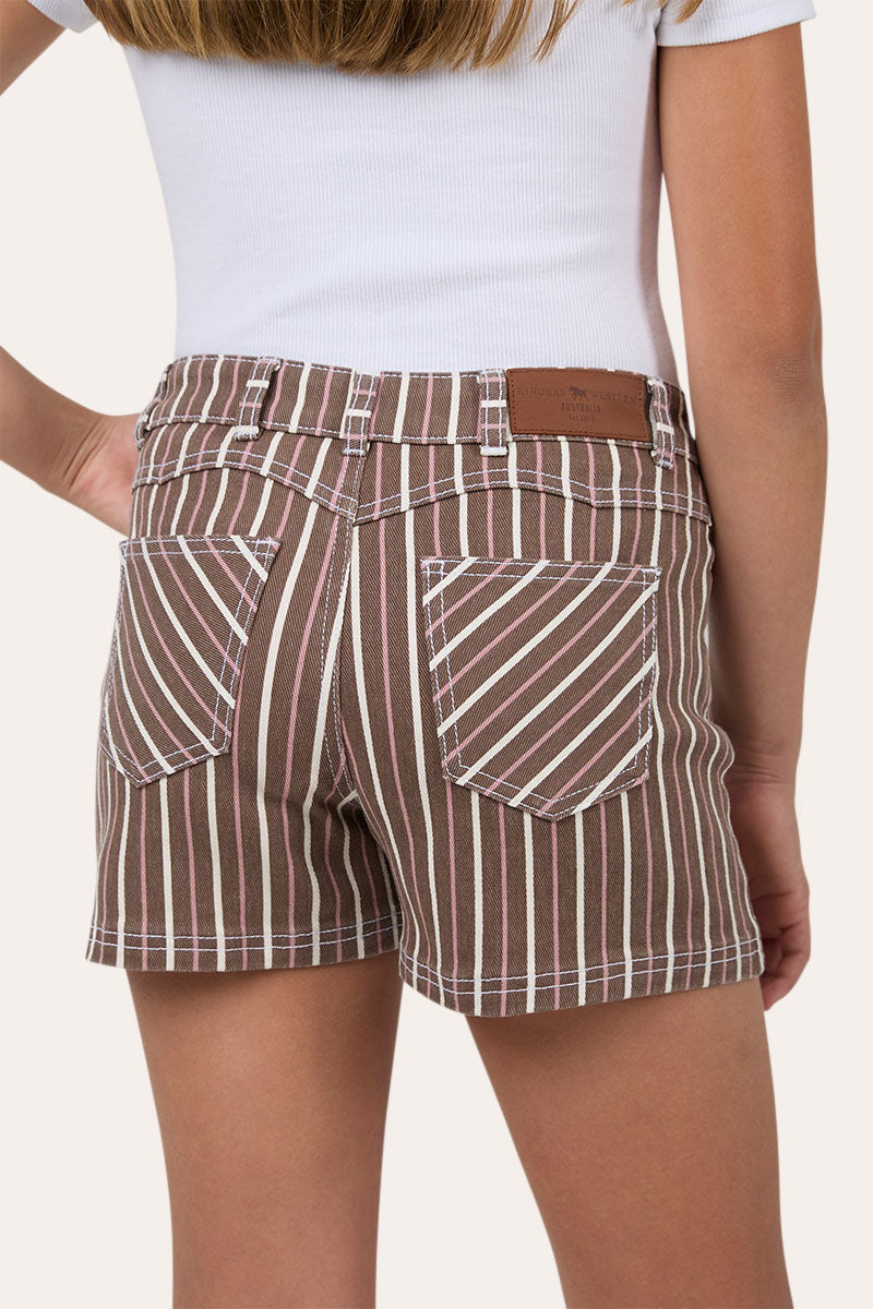 Ringers Western Tenika Stripe Youth Girls Denim Short