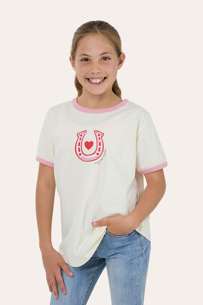 Ringers Western Cross My Heart Youth Girls Ringer T-Shirt