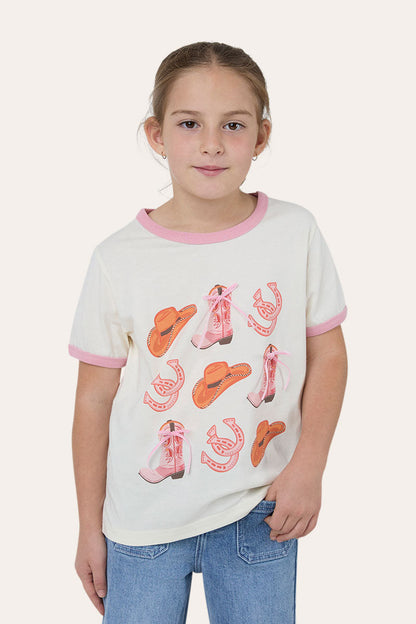 Ringers Western Cross My Boots Kids Girls Ringer T-Shirt