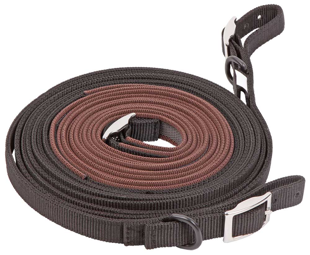 Zilco Tedex Single Driving Reins Black with Brown hand parts