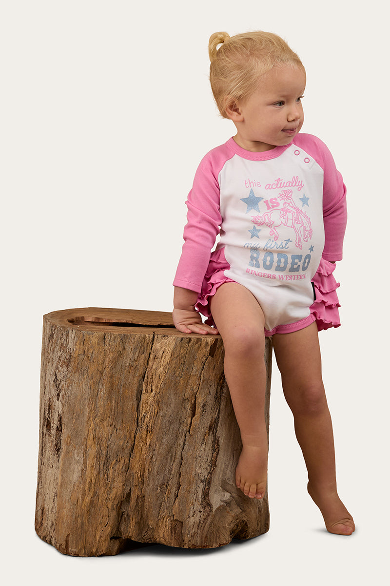 Ringers Western Rodeo Gal Babies LS Frill Romper