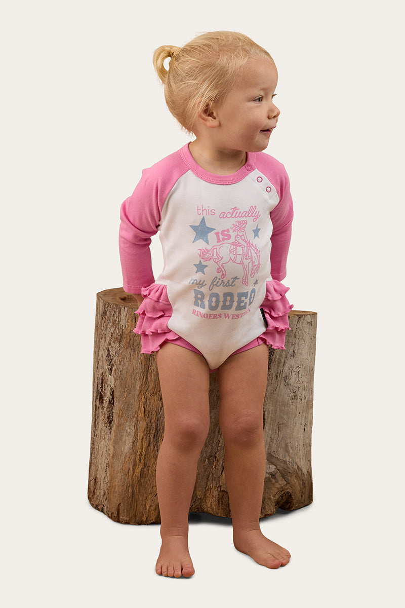Ringers Western Rodeo Gal Babies LS Frill Romper