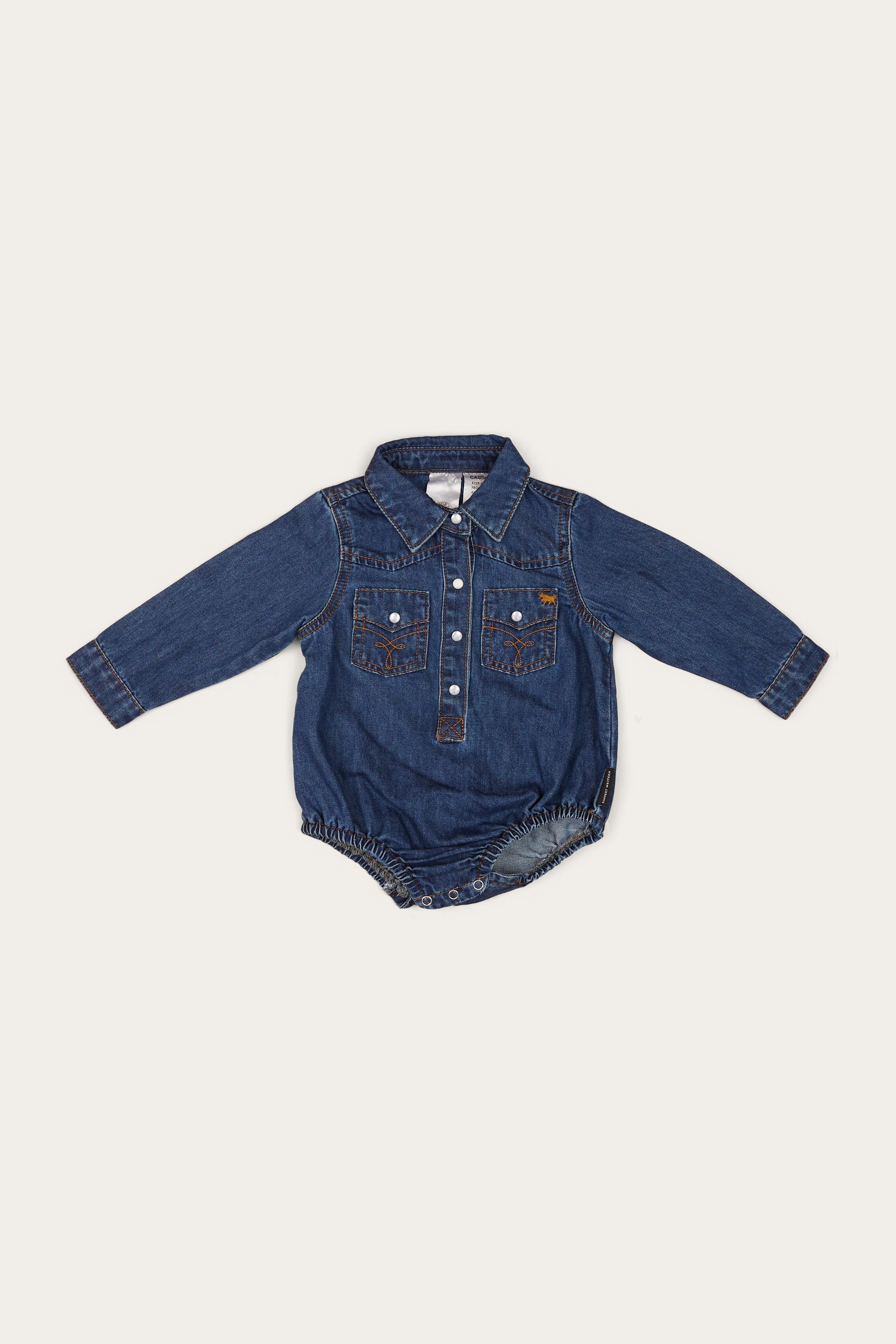 Ringers Western Jax Babies Chambray Western Shirt Romper