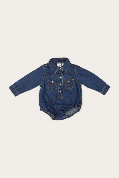 Ringers Western Jax Babies Chambray Western Shirt Romper
