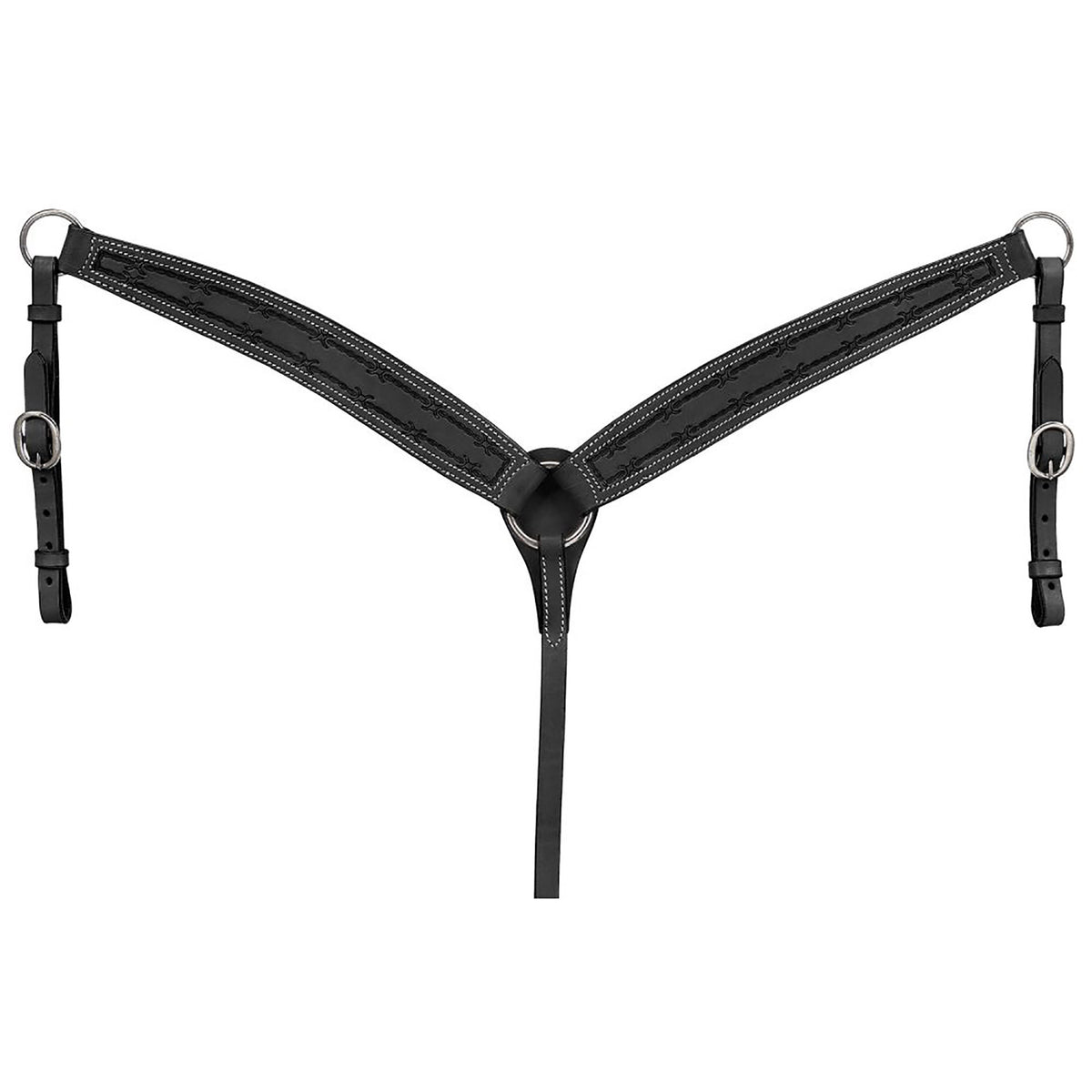 Royal King Barbed Wire Tooled Tapered Breastcollar Black