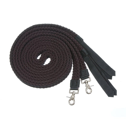 Tough1 Flat Cotton Split Reins Black