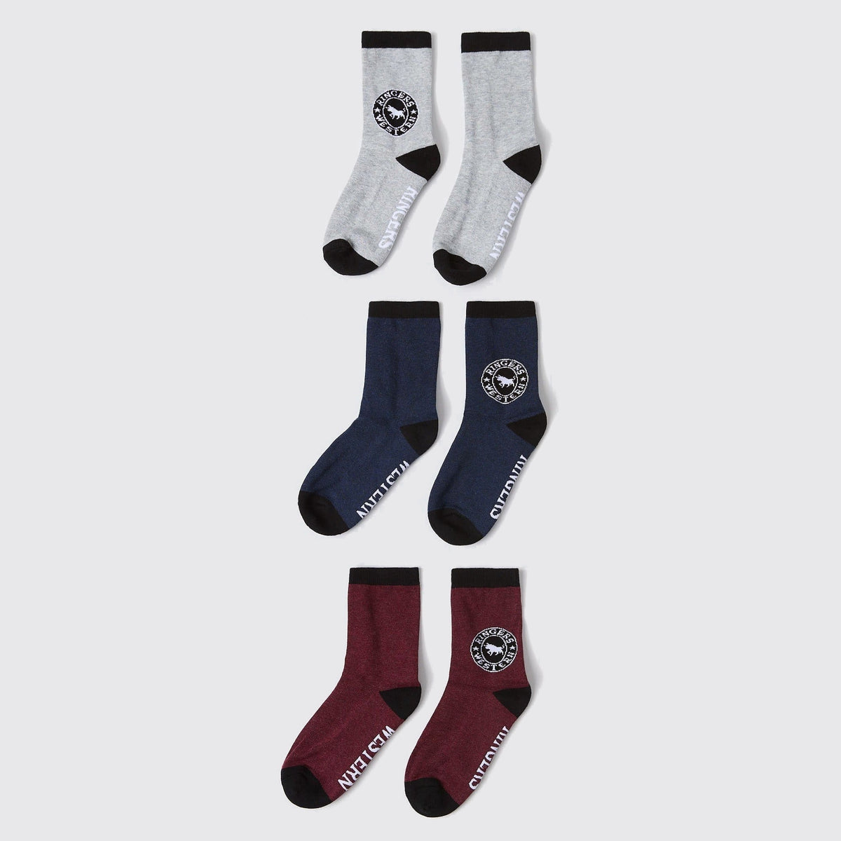 Ringers Western Signature Bull Marle 3 Pack Unisex Dress Socks