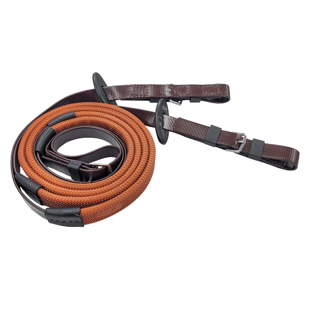 Zilco Race &amp; Exercise Reins 19mm / Buckle End (Orange Grip) / Brown