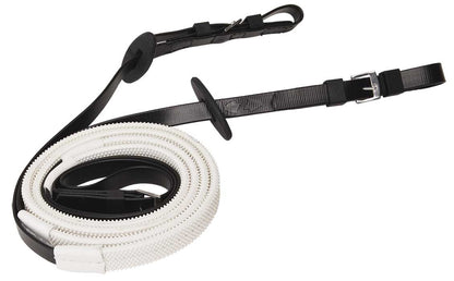 Zilco Race &amp; Exercise Reins 16mm / Buckle End (White Grip) / Black
