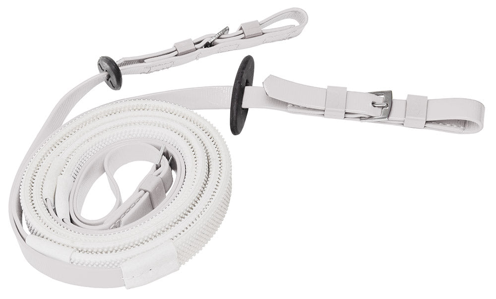 Zilco Race &amp; Exercise Reins 16mm / Buckle End (White Grip) / White
