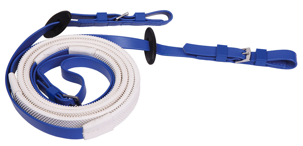 Zilco Race &amp; Exercise Reins 16mm / Buckle End (White Grip) / Royal Blue