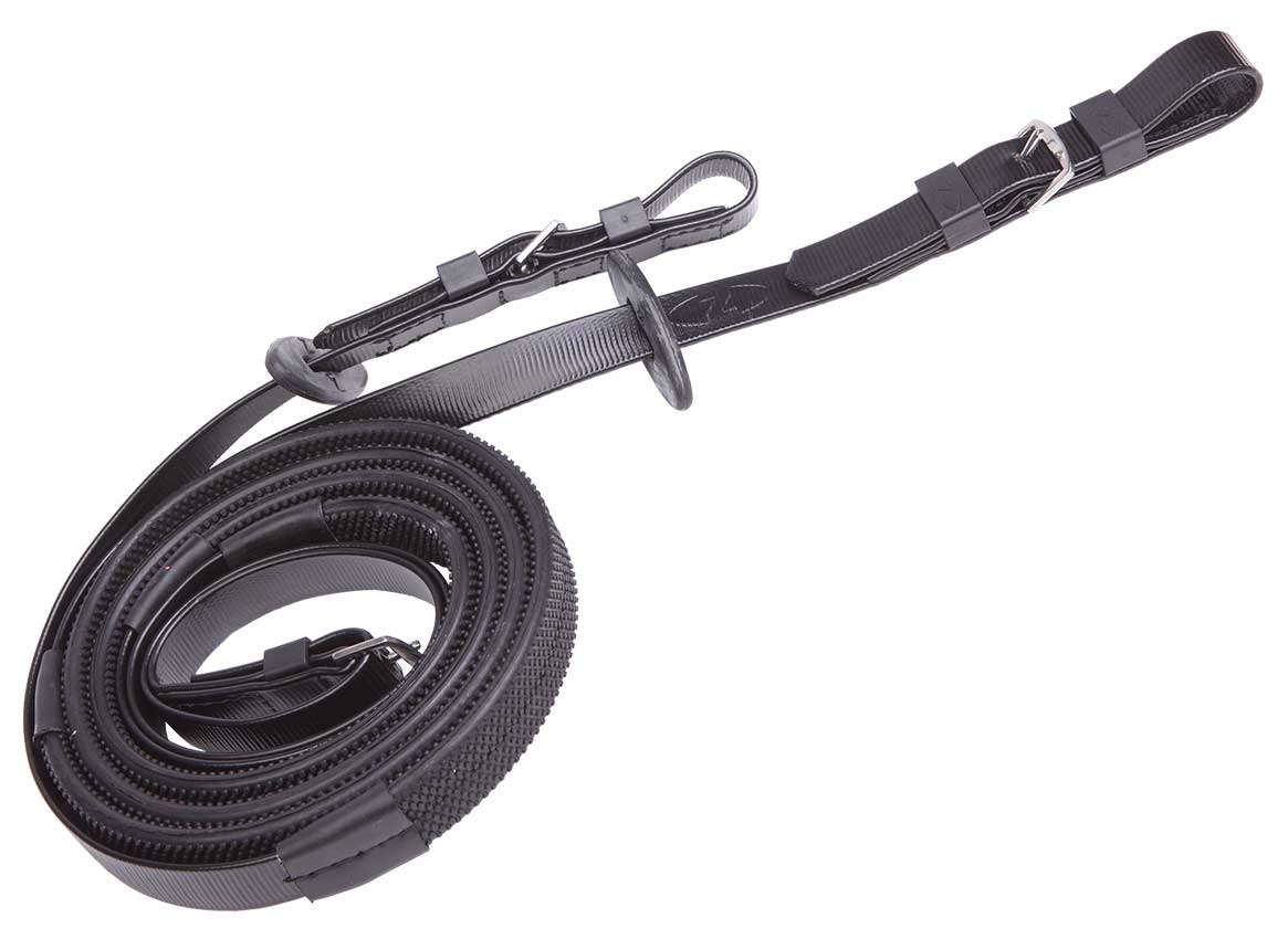 Zilco Race &amp; Exercise Reins 19mm / Buckle End (Black Grip) / Black