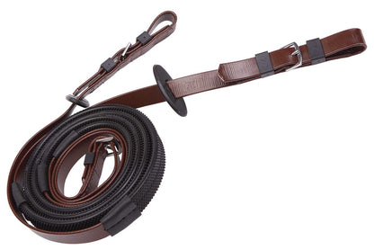 Zilco Race &amp; Exercise Reins 19mm / Buckle End (Black Grip) / Brown