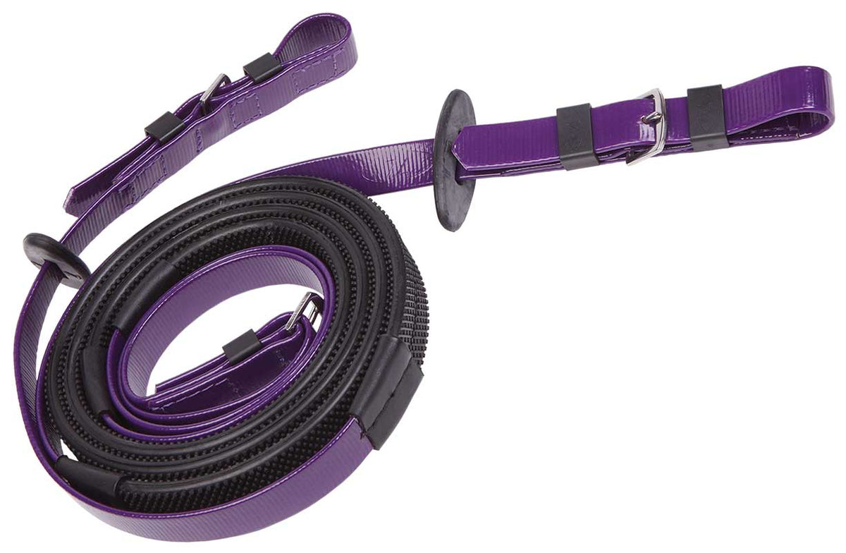 Zilco Race &amp; Exercise Reins 19mm / Buckle End (Black Grip) / Purple
