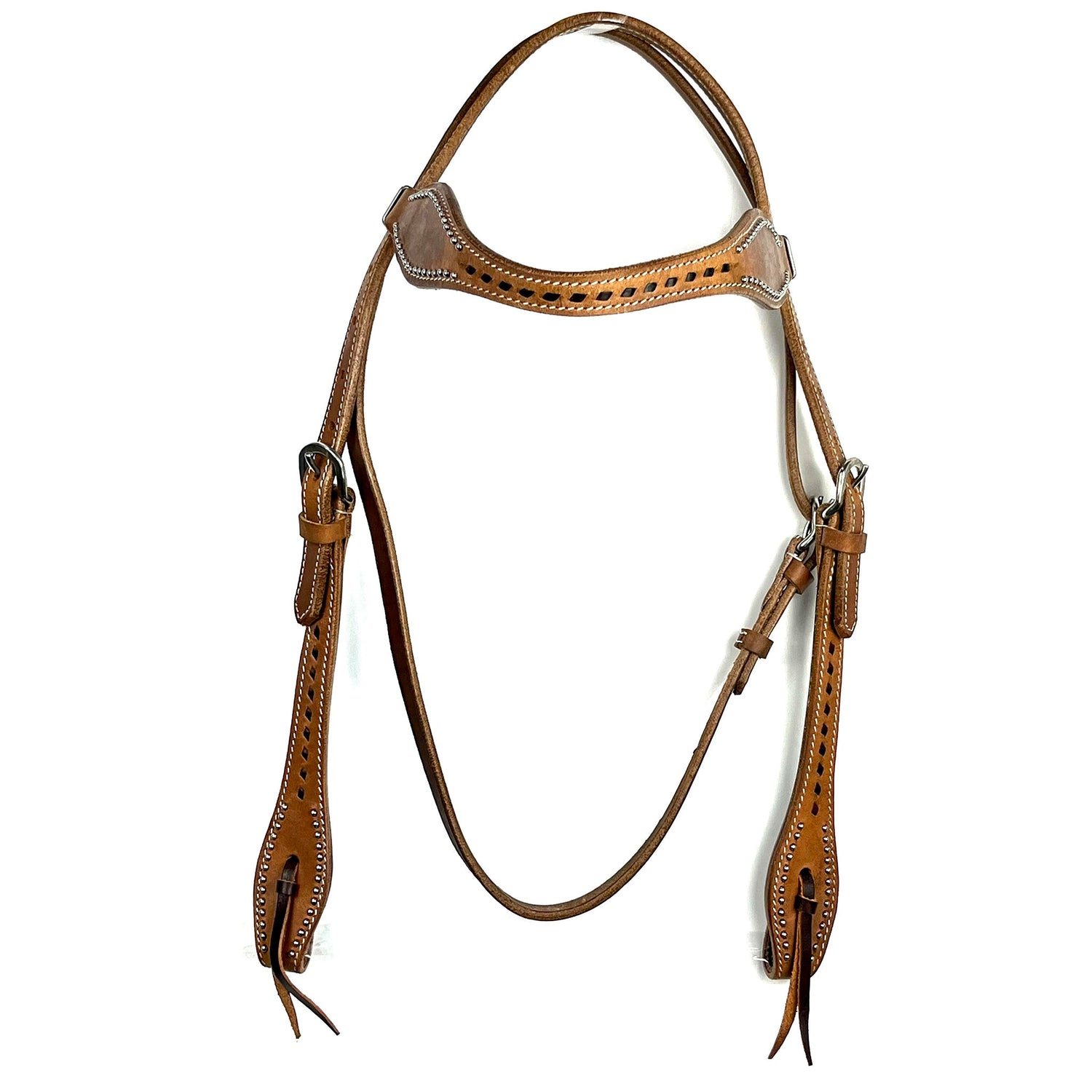 Ezy Ride Bridle Shaped Brow with Lace and Dots Harness Leather